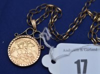 Lot 17 - A George V gold half sovereign, 1912, in 9ct....