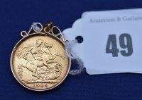 Lot 49 - An Edward VII gold sovereign, 1908, 9.2grms.
