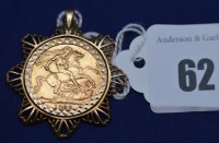 Lot 62 - An Elizabeth II gold sovereign, 1968, in 9ct....