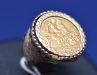 Lot 90 - A George V gold half sovereign, 1913, in 9ct....