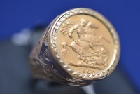 Lot 104 - A Victorian gold half sovereign, 1900, in 9ct....