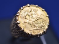 Lot 112 - A George V gold half sovereign, 1912, in 9ct....