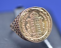 Lot 115 - A yellow metal sovereign style plaque...