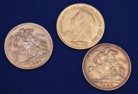 Lot 151 - Two Victorian gold half sovereigns, 1894; and...