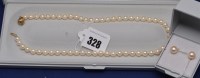 Lot 328 - A single row of cultured pearl necklace on 9ct....