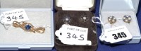 Lot 345 - A pair of sapphire and cultured pearl stud...