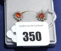 Lot 350 - A pair of citrine and diamond cluster stud...
