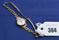 Lot 384 - A 9ct. yellow gold Accurist cocktail watch,...