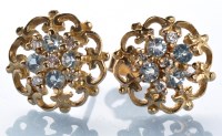 Lot 393 - A pair of aquamarine and diamond stud earrings,...