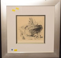 Lot 35 - Rowland Hilder - a trawler in Whitby Harbour...
