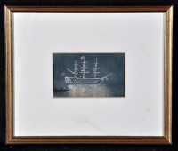 Lot 129 - H*** Coish - HMS Victory illuminated at night...
