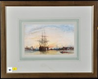 Lot 101 - Colin Hunter (1841-1904) A man-o-war on the...