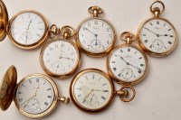 Lot 831 - Six assorted gold plated hunter and open faced...