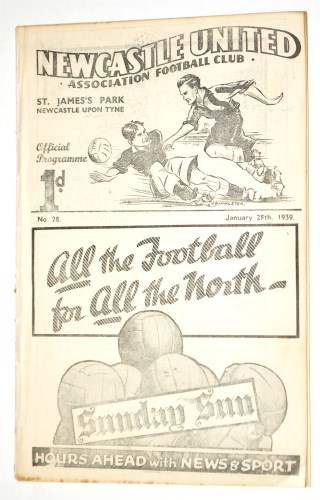 Lot 10 - A pre war football programme, Newcastle United...
