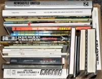 Lot 65 - A box of books of football interest, a box of...