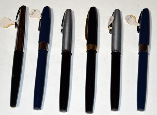 Lot 38 - Six plastic cased Sheaffer fountain pens,...
