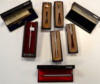Lot 49 - A Parker fountain pen in steel case; two...