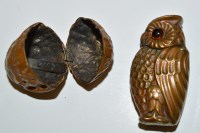 Lot 56 - A cold painted brass walnut pattern vesta case,...