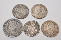 Lot 208 - A Charles I half crown; a Charles II crown,...