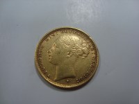Lot 225 - A Victorian gold sovereign, 1886.