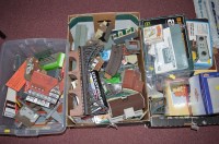 Lot 262 - Three boxes of train set model buildings;...