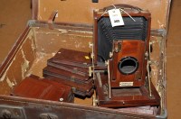 Lot 385 - A Gandolfi mahogany quarter plate camera, with...