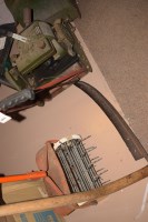 Lot 1075 - A vintage scythe; a hand propelled garden lawn...