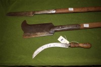 Lot 1081 - Three vintage cutting tools with wooden...