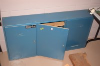 Lot 1082 - A Clarke blue-painted metal stool wall-mounted...