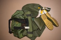 Lot 1121 - A pair of green waders by Ocean, together with:...