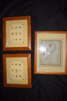 Lot 1154 - A pair of maple frames containing eighteen...