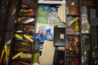 Lot 1188 - A fisherman's cantilever tackle box with...
