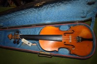 Lot 1209 - A Chinese violin, by Larks in ebonised coffin...