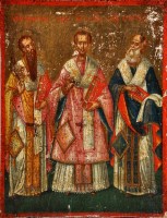 Lot 215 - Russian School AN IKON DEPICTING THE THREE...