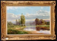 Lot 320 - Tony Sheath (1945- ) TREES BY A RIVER signed...