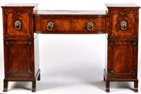 Lot 1208 - A Regency mahogany pedestal sideboard, the low...