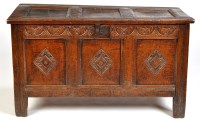 Lot 1227 - An 18th Century oak coffer, the rectangular...