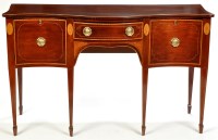 Lot 1309 - A George III style inlaid mahogany serpentine...