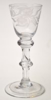 Lot 667 - Engraved baluster wine glass, round funnel...