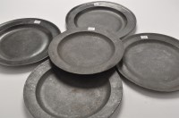 Lot 1145 - A pair of 18th Century pewter chargers, plain...