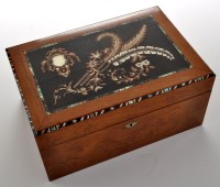 Lot 1164 - A 19th Century inlaid walnut workbox, the top...