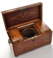 Lot 1168 - A 19th Century inlaid mahogany tea caddy, of...