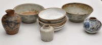 Lot 519 - Small blue and white globular jar, with lotus...