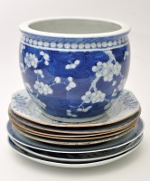 Lot 686 - Four Chinese blue and white dishes, with...