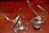 Lot 829 - Two modern glass sculptures of tubular form,...