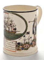 Lot 841 - An 18th Century Sunderland creamware tankard,...