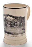 Lot 842 - An 18th Century Sunderland creamware tankard,...