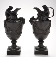 Lot 983 - *Pair of Wedgwood black basalt wine and water...