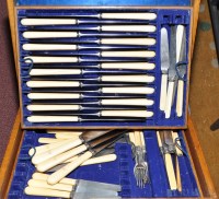 Lot 1030 - Victorian ivory handled cutlery, with initials,...