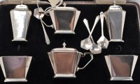 Lot 1037 - A George V condiment set, by Brook & Son and...